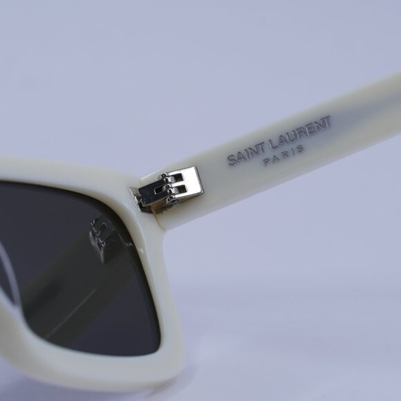 Saint Laurent SL461 BETTY 020 Sunglasses Ivory Rectangle Frame, Grey Lenses - Picture 10 of 13